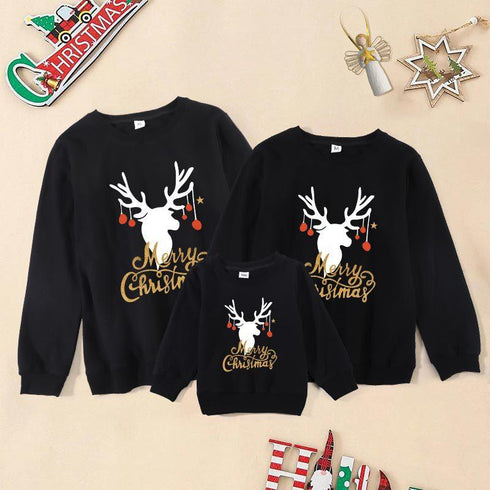 Christmas family casual elk letter printing family of three parent-child series